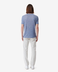 Sergio short-sleeved linen T-shirt - Blue Denim