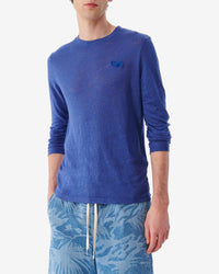 Thiaro long-sleeved t-shirt in linen - Moonlight Blue