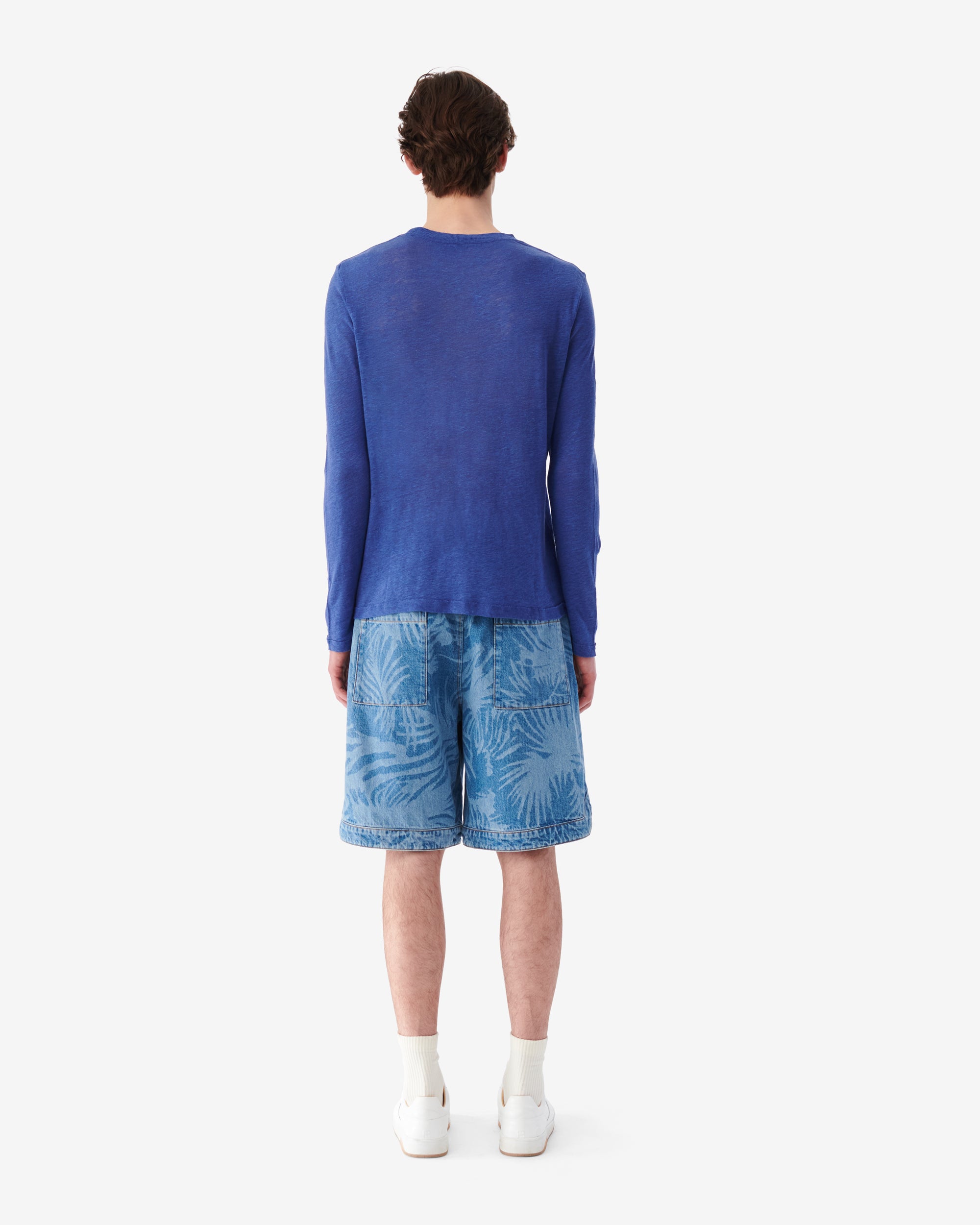 Thiaro long-sleeved t-shirt in linen - Moonlight Blue