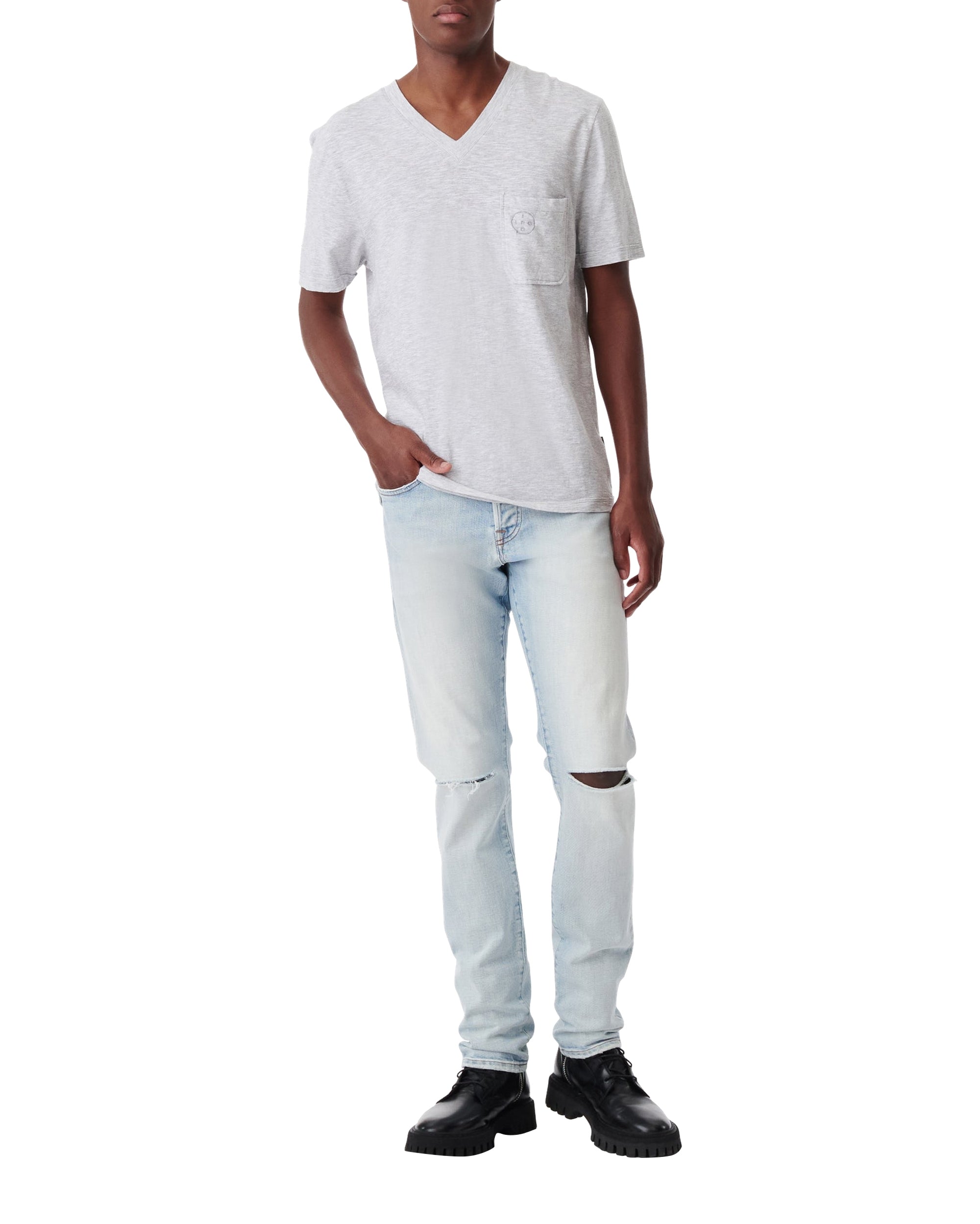 Velio T-shirt - Pearl Grey & White