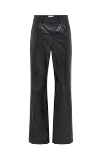 Glossy Moon Leather Straight Trousers - Noir