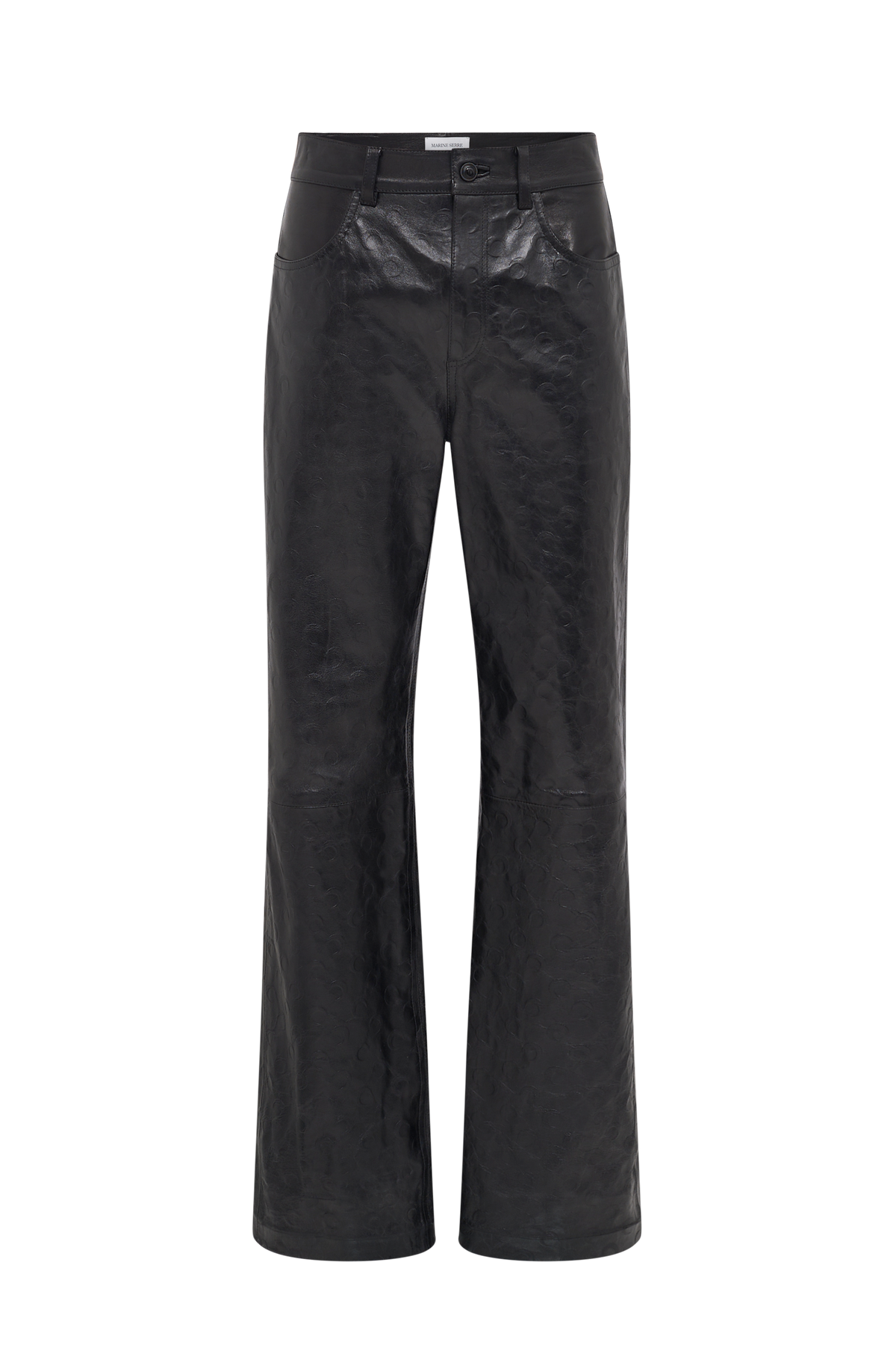 Glossy Moon Leather Straight Trousers - Noir