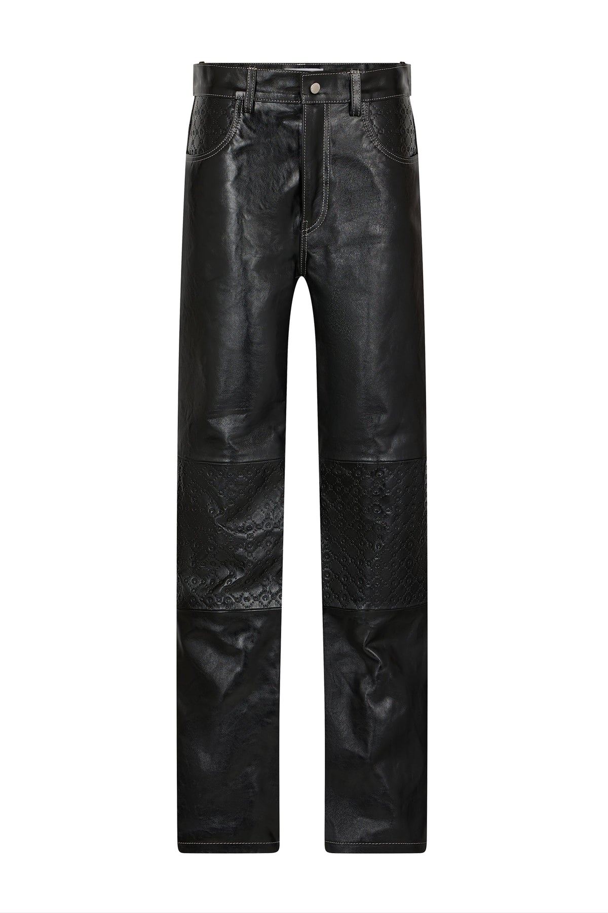 Pantalon large en cuir embossé - Black