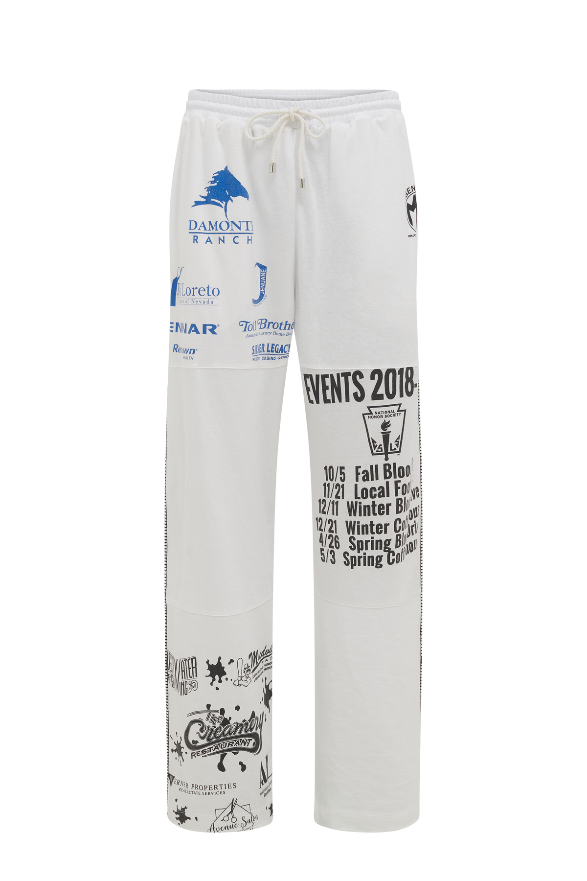 Pantalon fluide graphique Upcyclé unisex - White