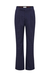 Pantalon large plissé en jacquard Moon - Navy