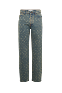 Moon Laser Denim Straight Jeans - Bleu