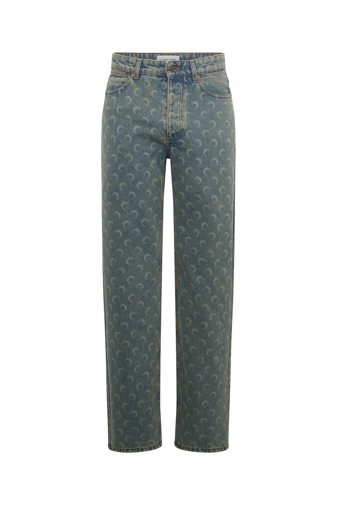 Moon Laser Denim Straight Jeans - Bleu