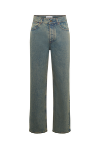 Moon Laser Denim Baggy Jeans - Beige