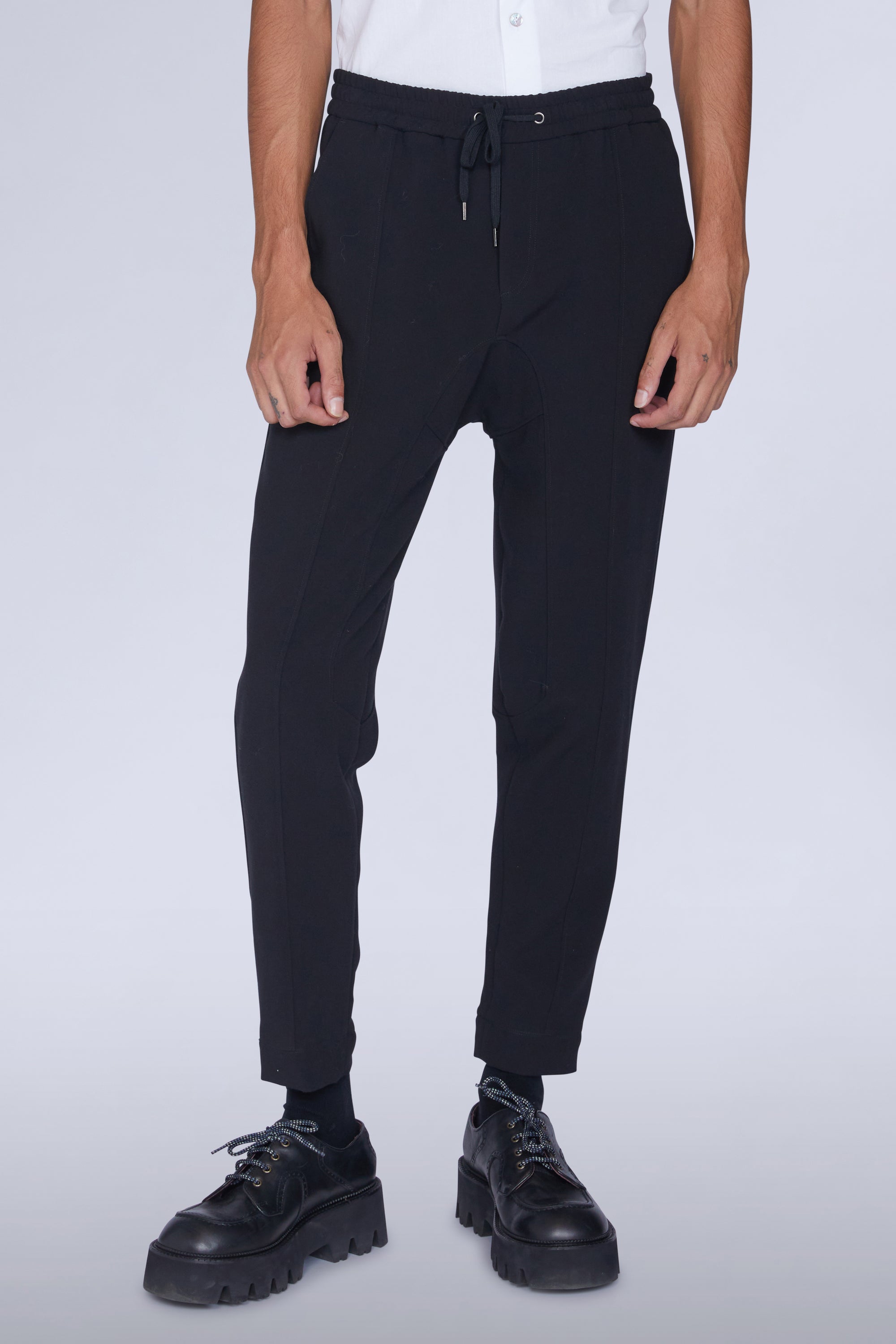 Pantalon droit avec élastique à la taille - Nero