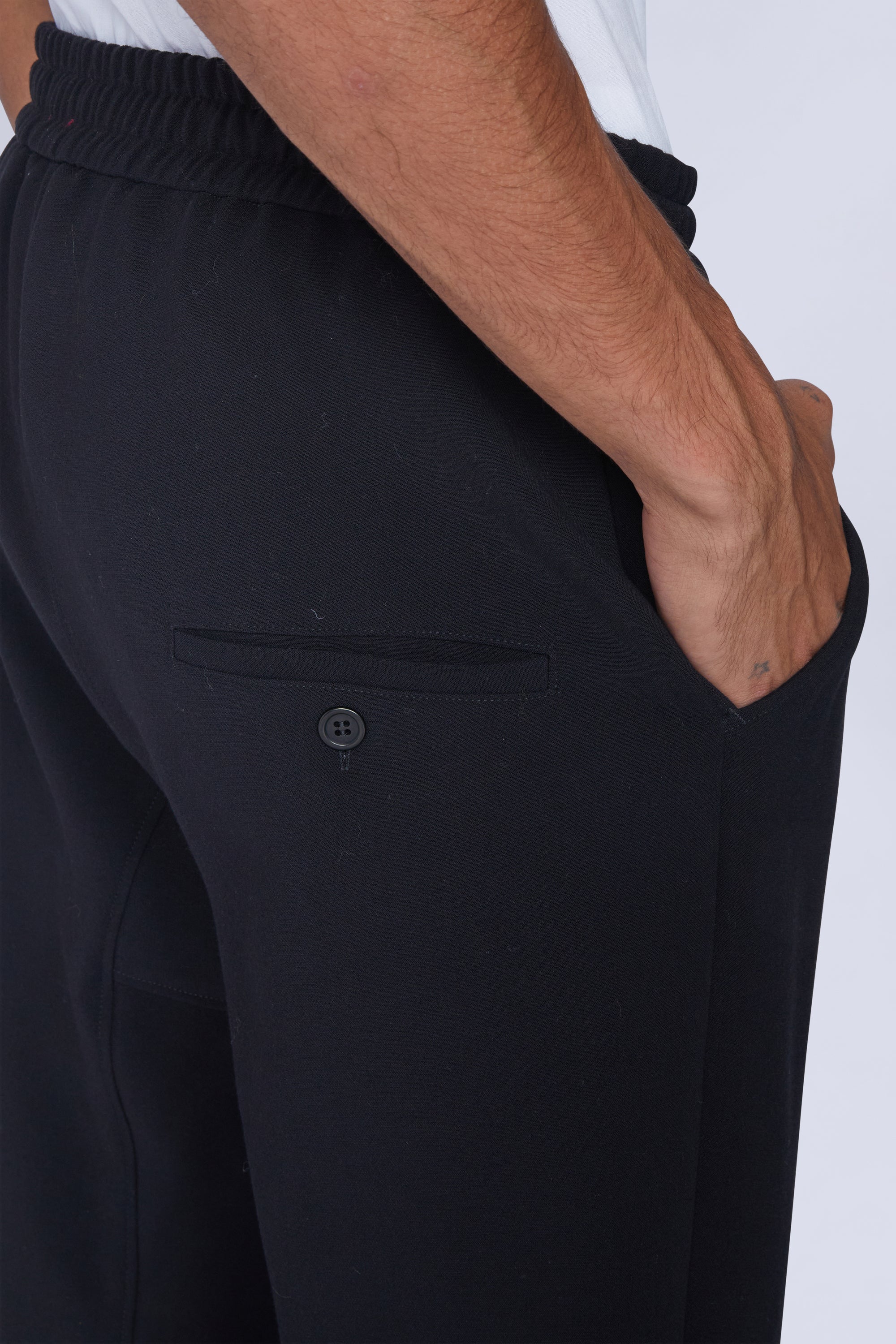 Pantalon droit avec élastique à la taille - Nero