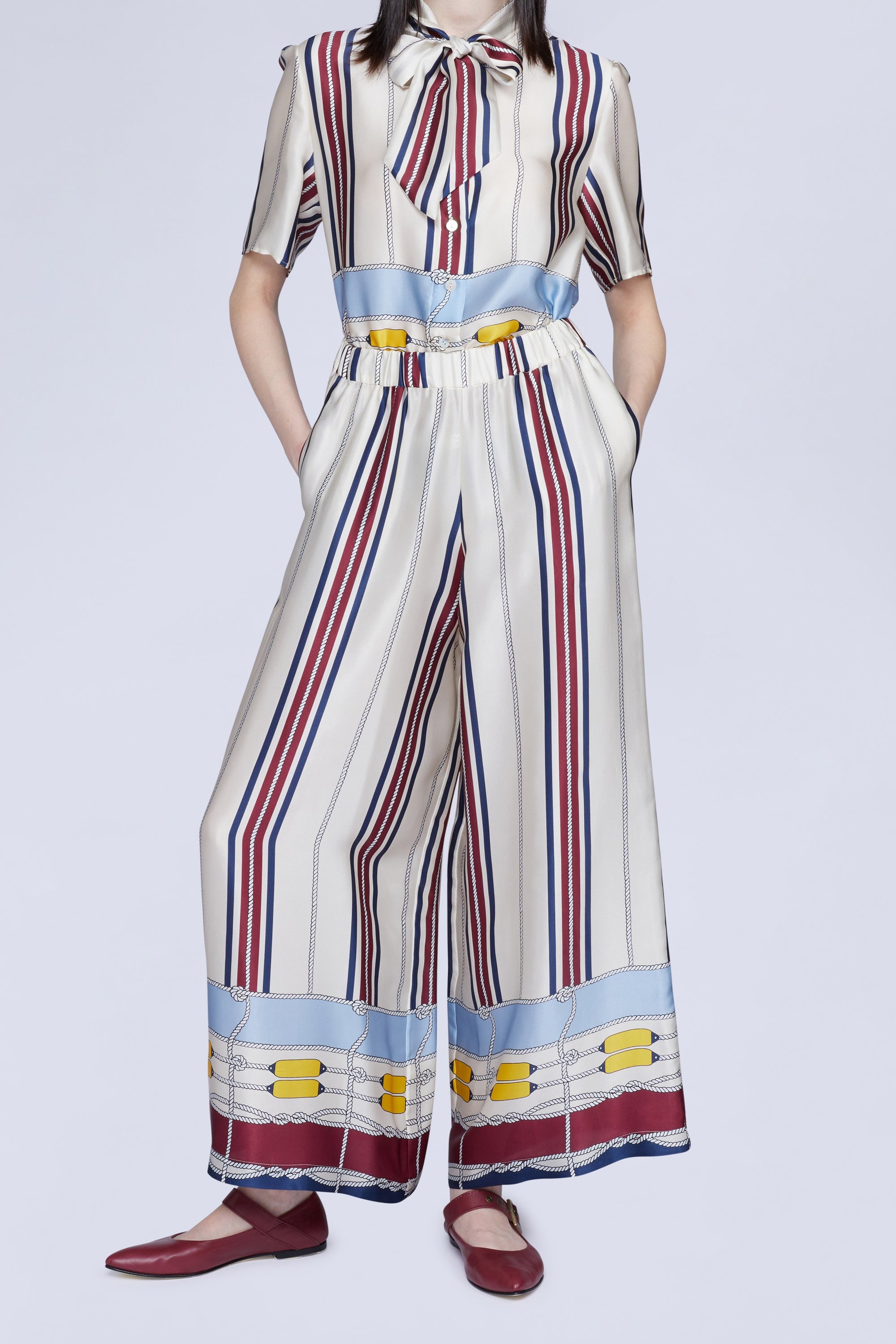 PANTALON JAMBE LARGE EN SOIE