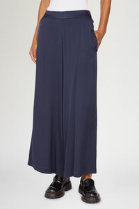 Pantalon palazzo en soie avec élastique - Blu