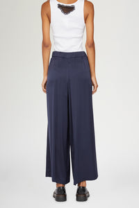 Pantalon palazzo en soie avec élastique - Blu