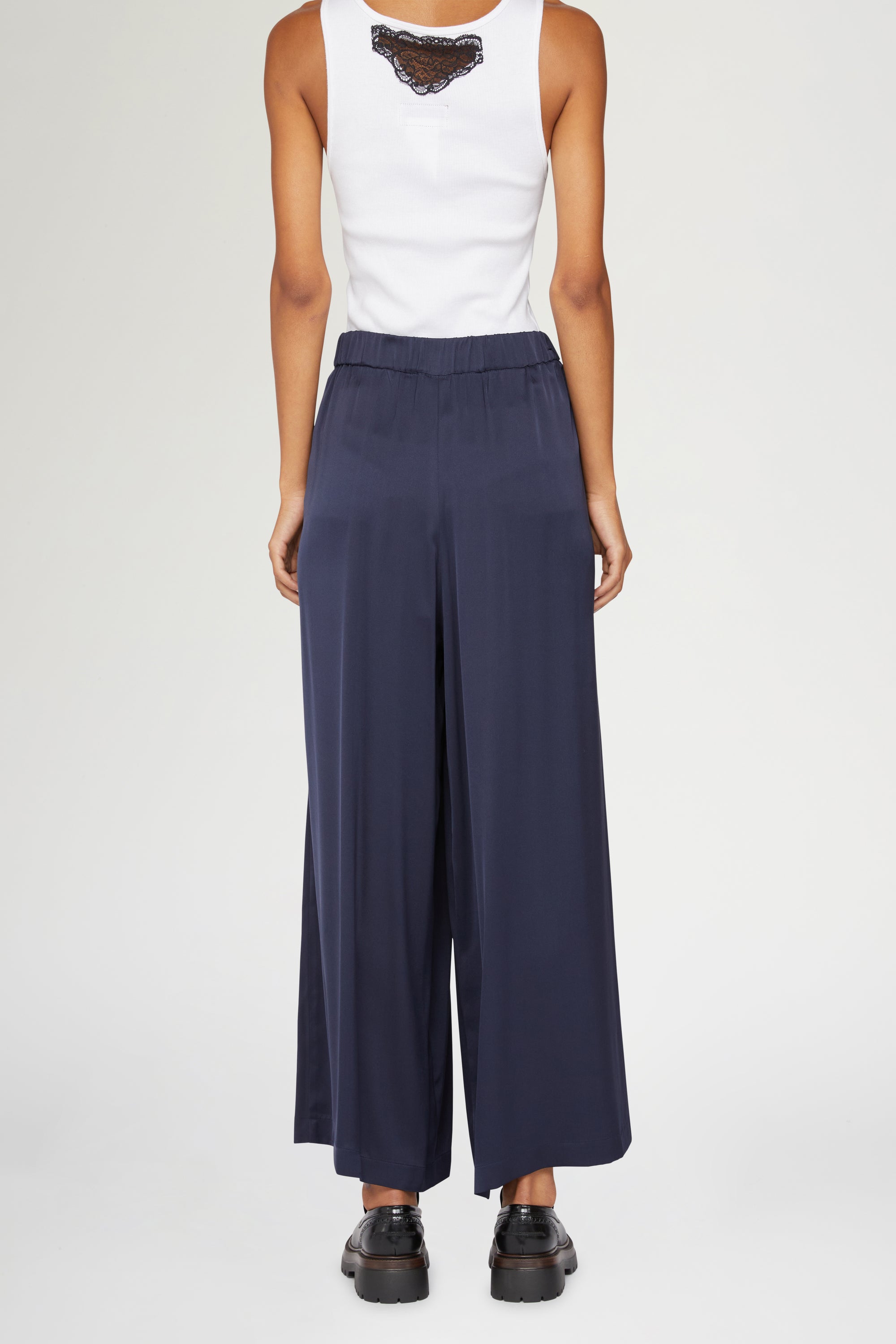 Pantalon palazzo en soie avec élastique - Blu