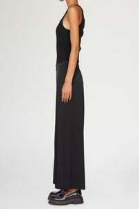 Pantalon palazzo en soie avec élastique - Nero