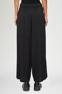 Pantalon palazzo en soie avec élastique - Nero