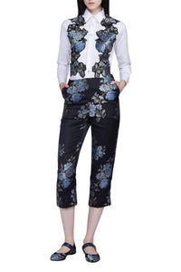 Pantalon capri à fleurs - Nero Fantasia Celeste