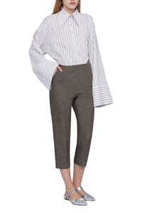 Pantalon capri taille haute - Marrone