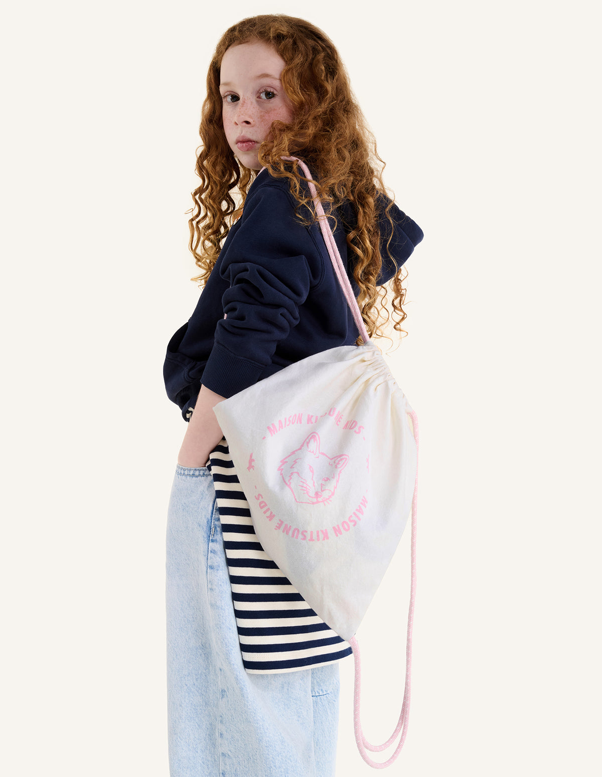 Sac à dos Fox Head Kid en toile - Ecru & Soft Pink