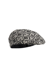 Béret Moon en coton unisex - Black On Tan Lozenge