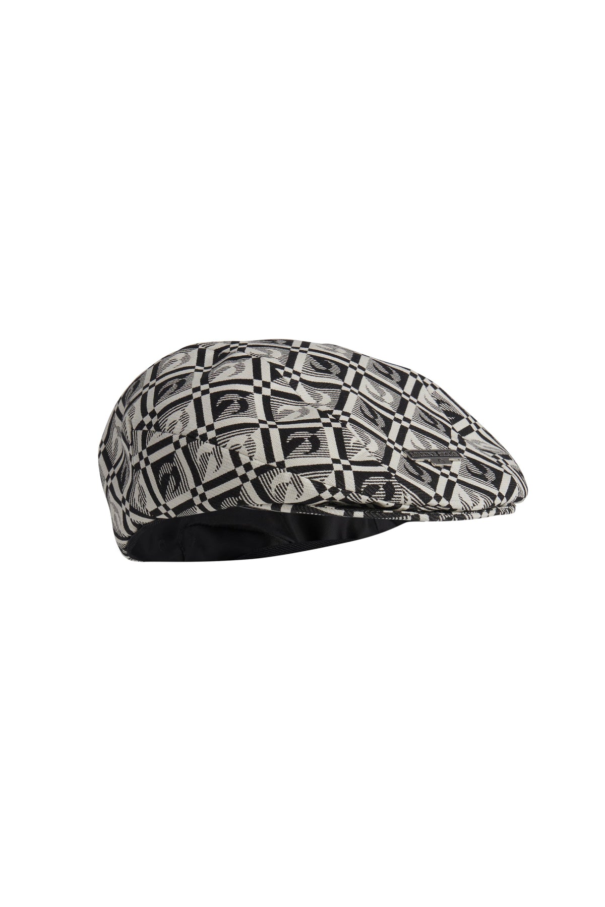 Béret Moon en coton unisex - Black On Tan Lozenge