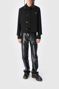 Pantalon Moon monogramme en cuir - Black