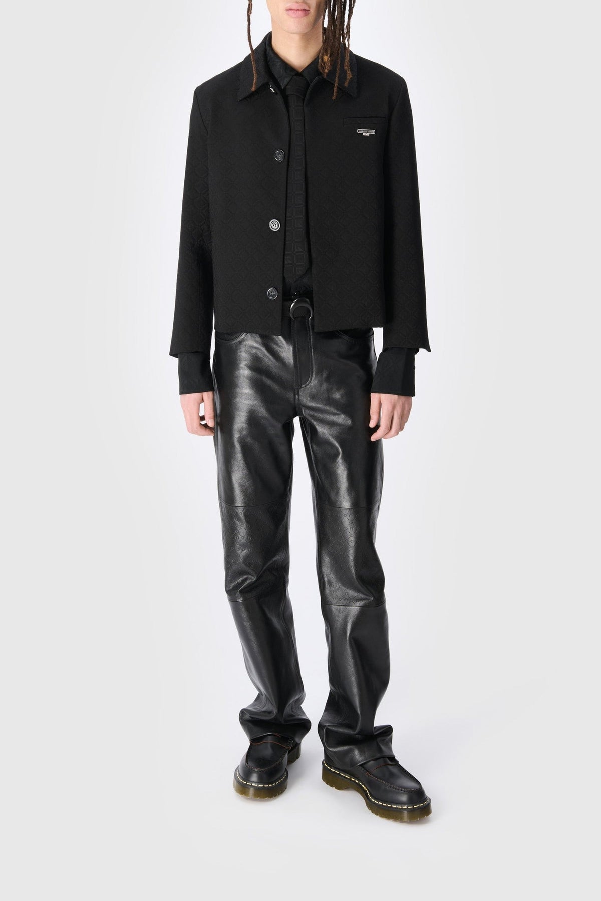 Pantalon Moon monogramme en cuir - Black