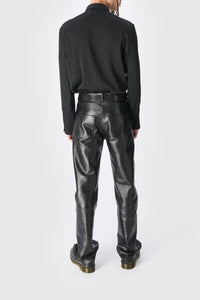 Pantalon Moon monogramme en cuir - Black