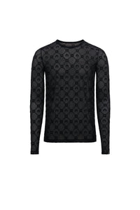 Pull ras du cou mesh block Moonogram - Black