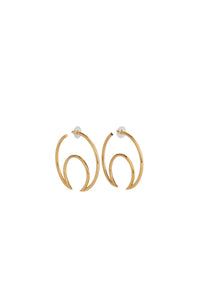 Boucles d'oreilles Moon en laiton recyclées unisex - Gold Shiny Gold