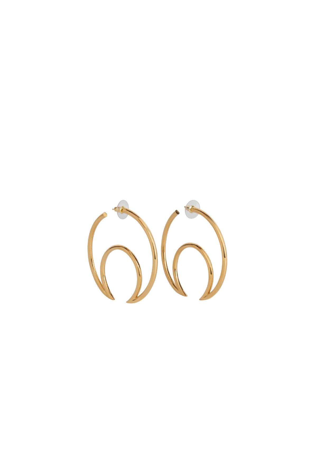 Boucles d'oreilles Moon en laiton recyclées unisex - Gold Shiny Gold