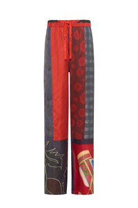 Pantalon en soie Upcyclé unisex - Red
