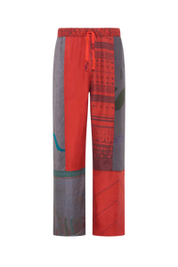 Pantalon en soie Upcyclé unisex - Red