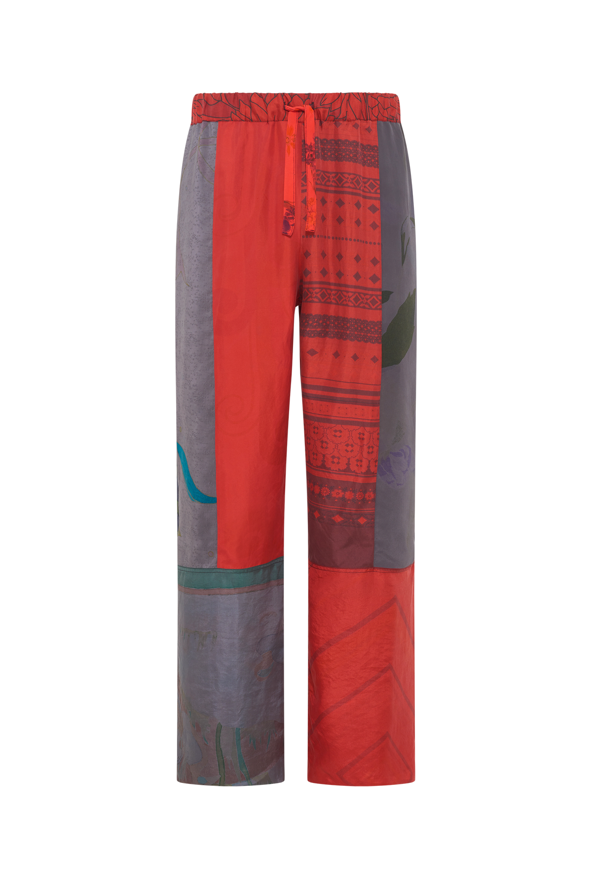 Pantalon en soie Upcyclé unisex - Red