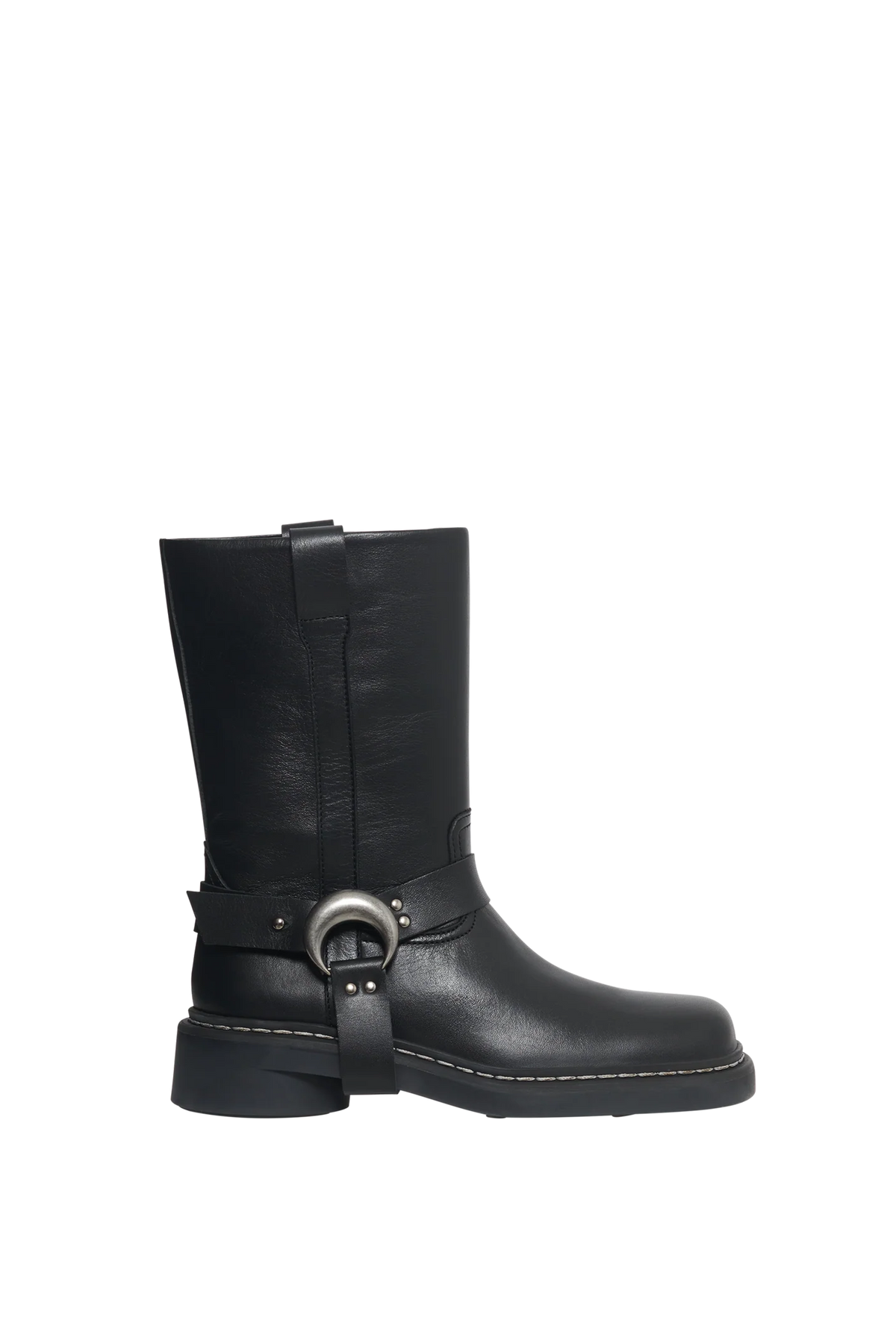 Bottines à détail métallique en cuir - Black