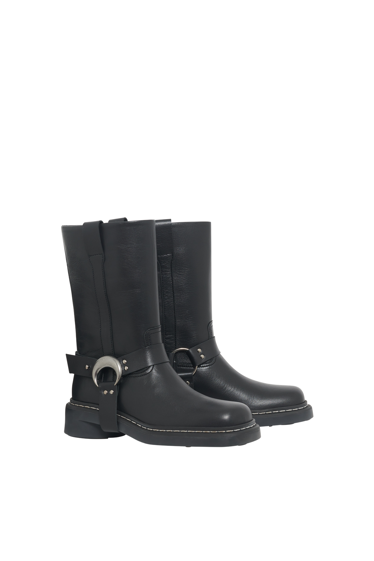 Bottines à détail métallique en cuir - Black