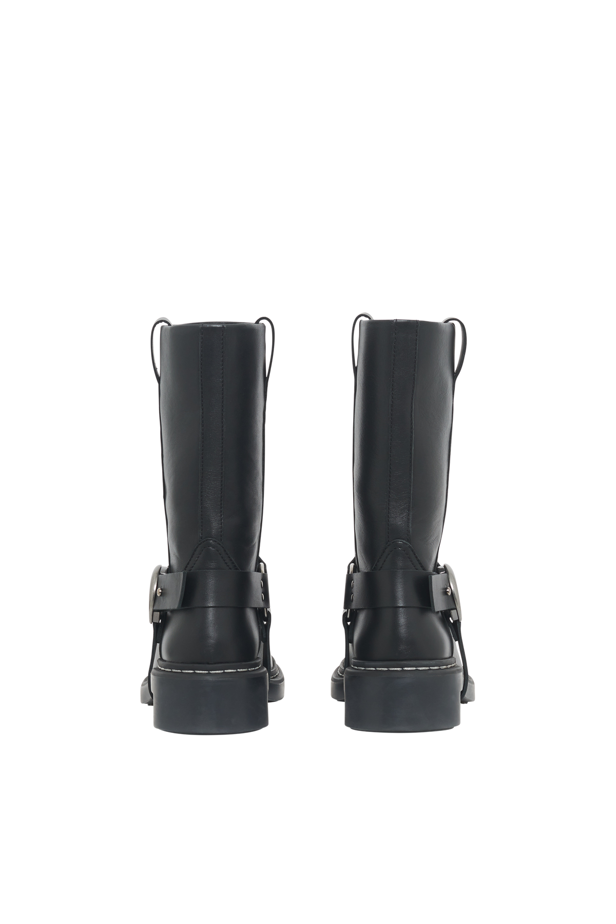 Bottines à détail métallique en cuir - Black