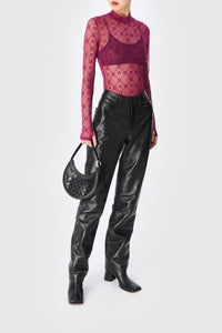 Pantalon Moon monogramme en cuir - Black