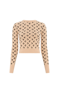 Moon Jacquard Knit Fitted Sweater - Camel