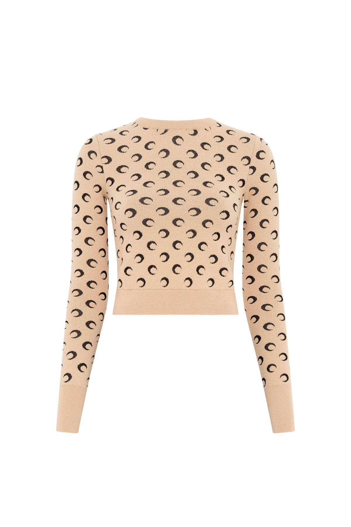 Moon Jacquard Knit Fitted Sweater - Camel