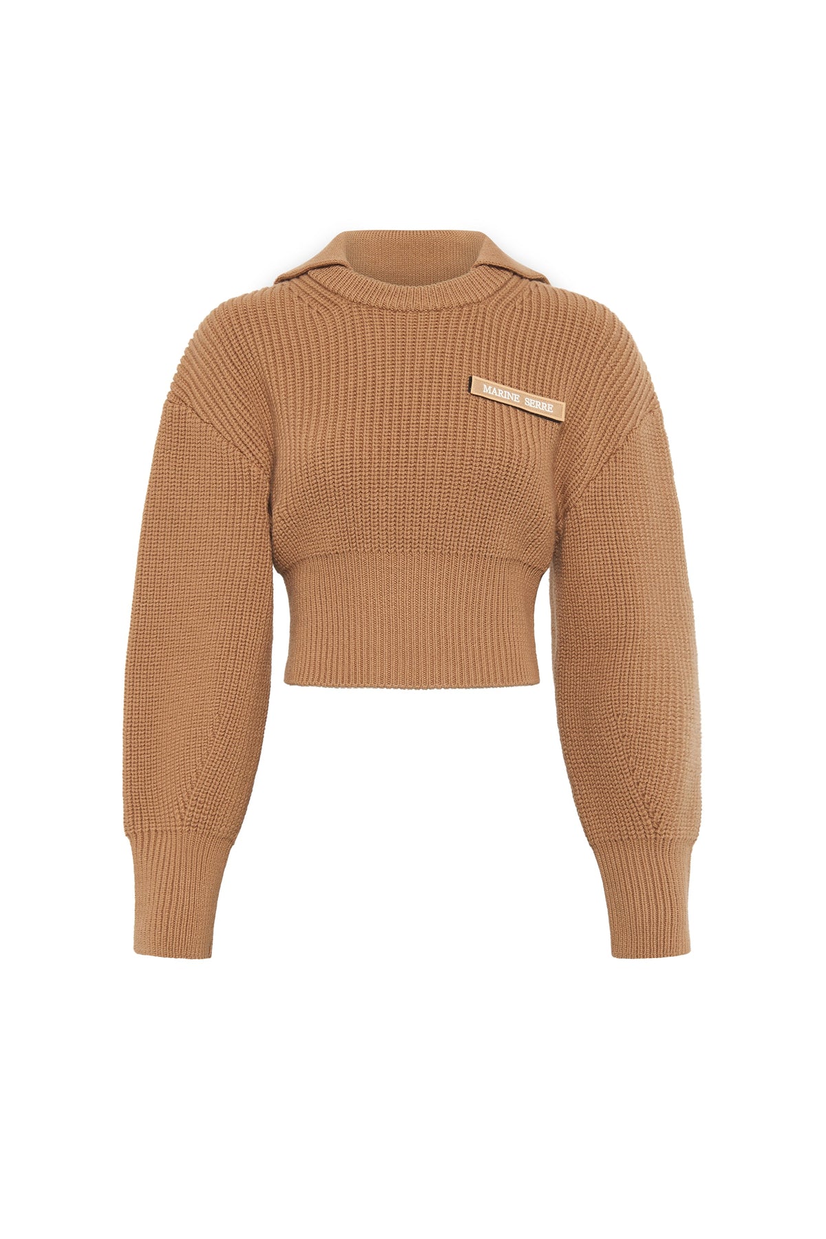 Pull court avec logo en laine - Camel