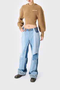 Pull court avec logo en laine - Camel