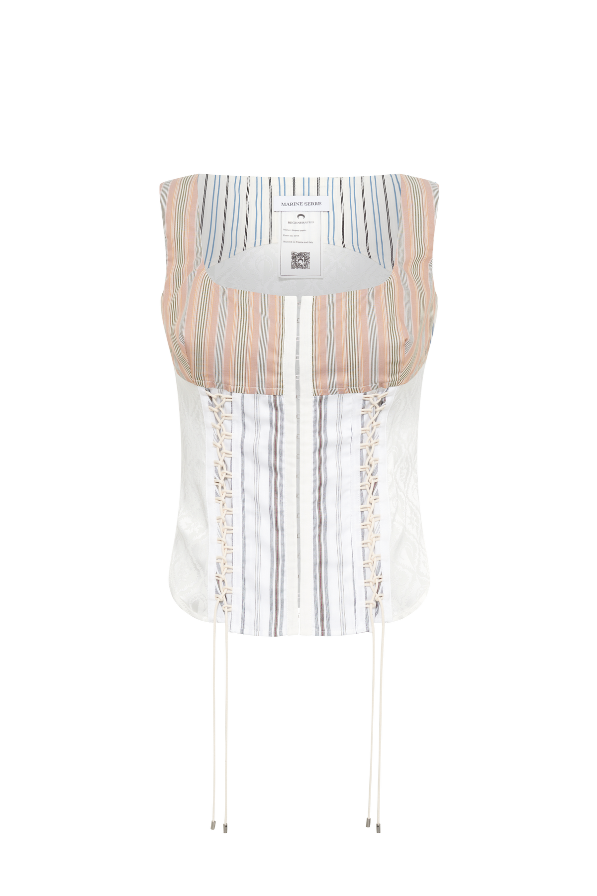 Regenerated Striped Poplin Bustier Top - Beige