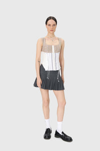 Regenerated Striped Poplin Bustier Top - Beige