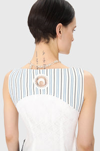 Regenerated Striped Poplin Bustier Top - Beige