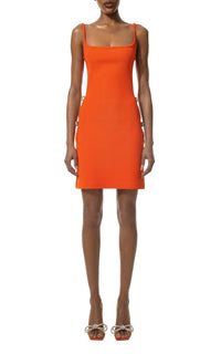 Short cut-out dress with rhinestone embellishments - Orange