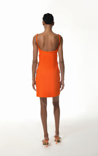 Short cut-out dress with rhinestone embellishments - Orange
