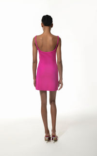 Short cut-out dress with rhinestone embellishments - Hot Pink