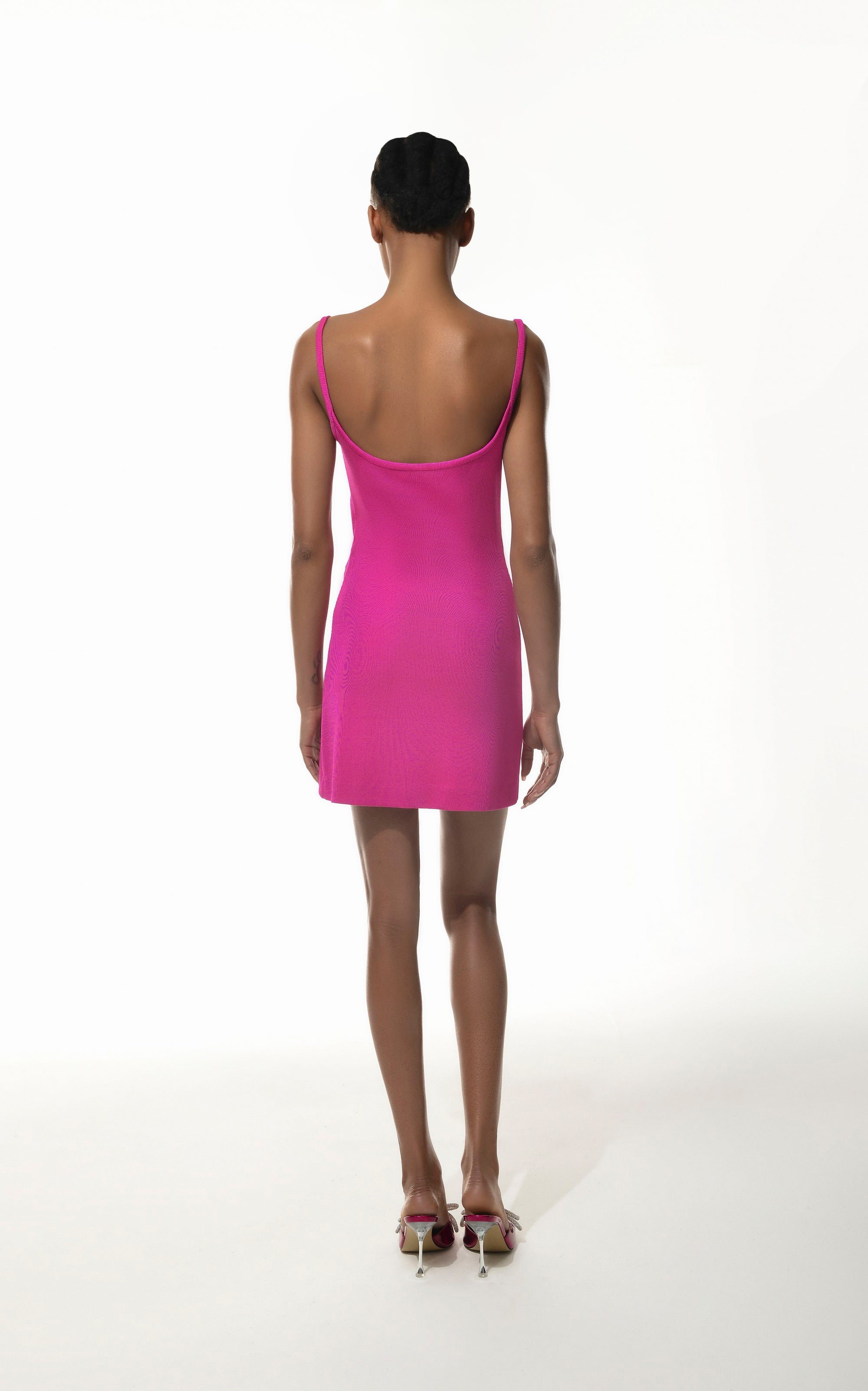 Short cut-out dress with rhinestone embellishments - Hot Pink