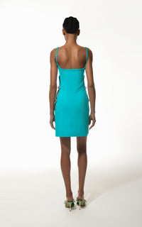 Short cut-out dress with rhinestone embellishments - Turquoise Blue